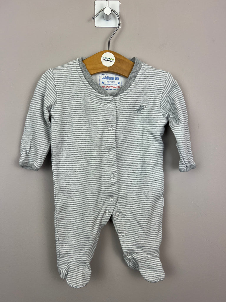 Pre loved baby newborn Jojo Maman Bebe grey sleepsuit - Sweet Pea Preloved Clothes