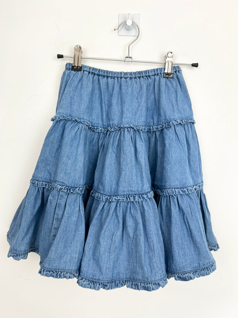 Pre loved mini Boden tiered chambray skirt - Sweet Pea Preloved Clothes