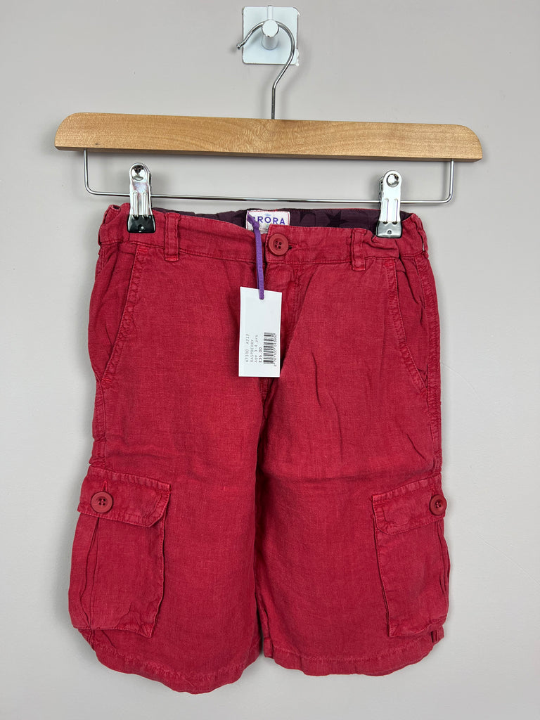3-4y Brora raspberry linen shorts bnwt - Sweet Pea Preloved Clothes