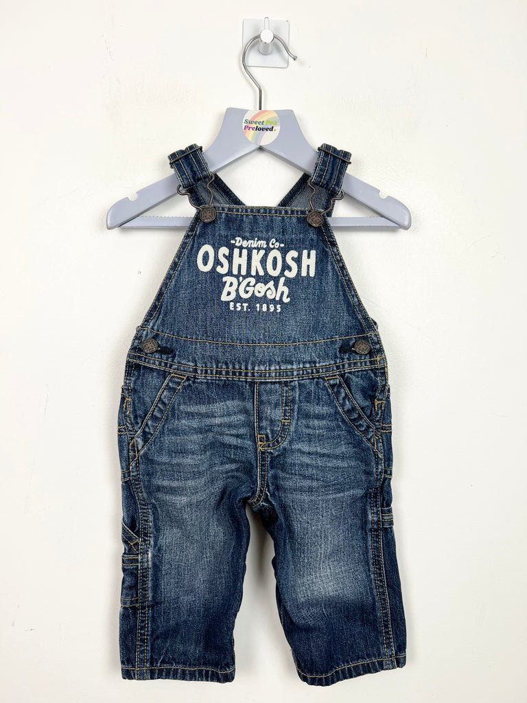 6m Oshkosh B'Gosh bleached logo denim dungarees - Sweet Pea Preloved Clothes