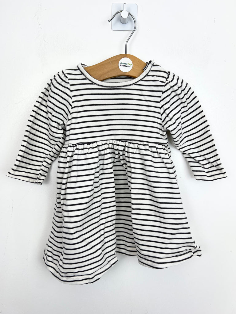 3-6m M&S ivory stripe jersey dress - Sweet Pea Preloved Clothes