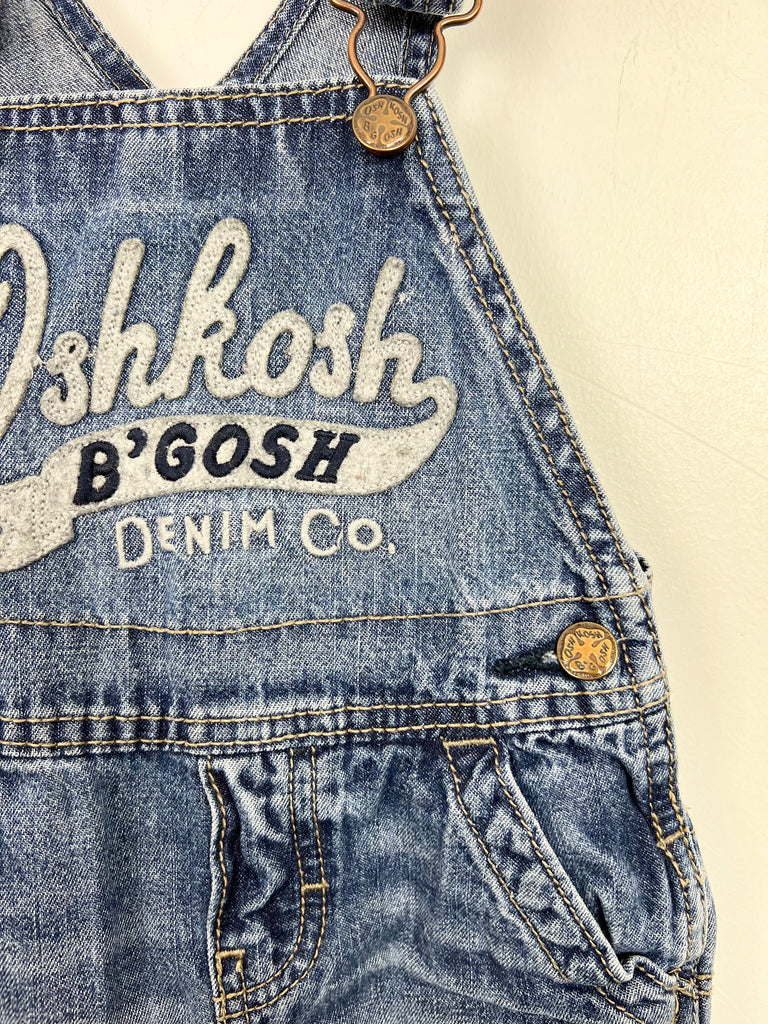 12m Oshkosh B'Gosh grey logo Denim Dungarees - Sweet Pea Preloved Clothes