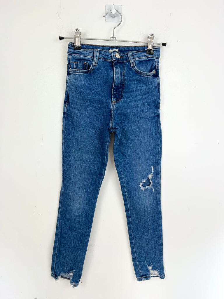 7-8y River Island bright blue ripped skinny jeans - Sweet Pea Preloved Clothes