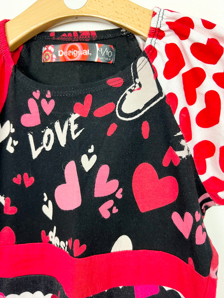9-10y Desigual love hearts jersey dress - Sweet Pea Preloved Clothes