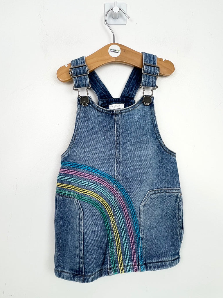 9-12m Next rainbow embroidered denim dress - Sweet Pea Preloved Clothes