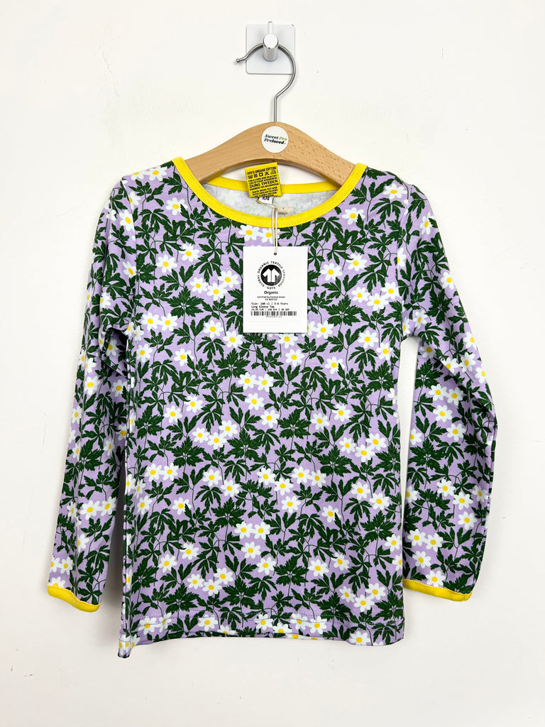 DUNS Sweden organic cotton long sleeved top WOOD ANEMONE/VIOLA