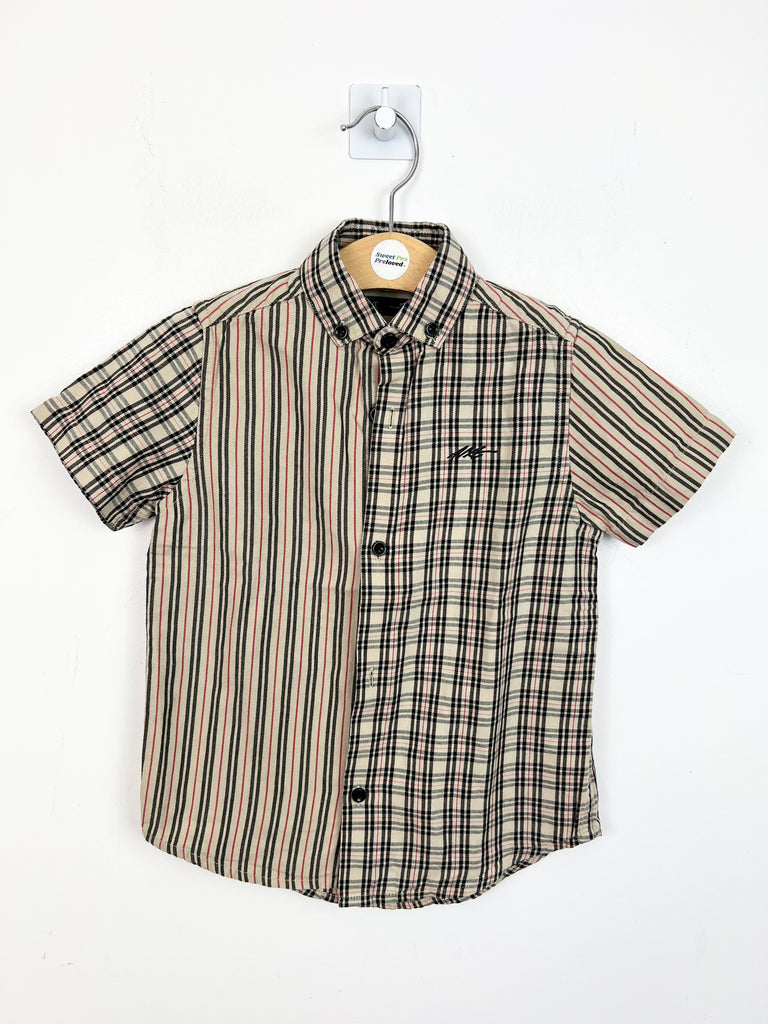 3-4y Next tan/black check short sleeve shirt - Sweet Pea Preloved Clothes