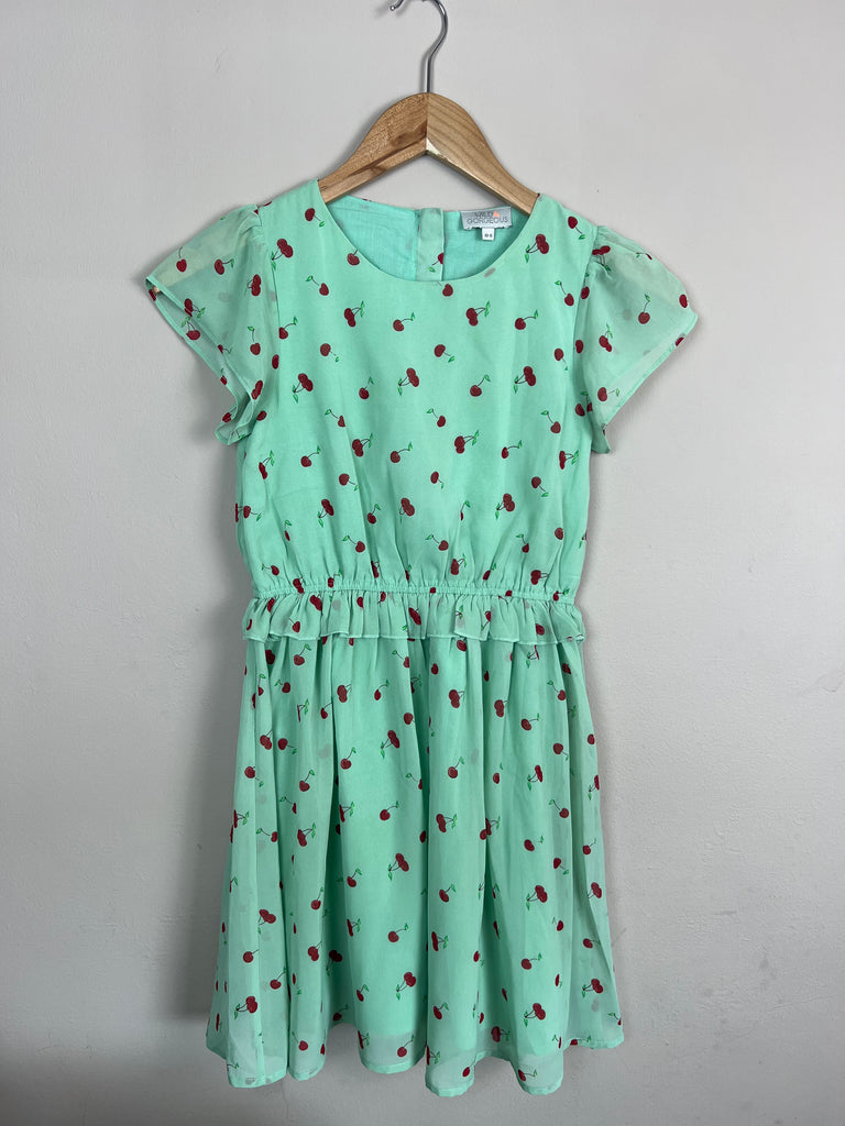 Luxury Kids Second Hand Wild & Gorgeous green cherry print dress - Sweet Pea Preloved Clothes