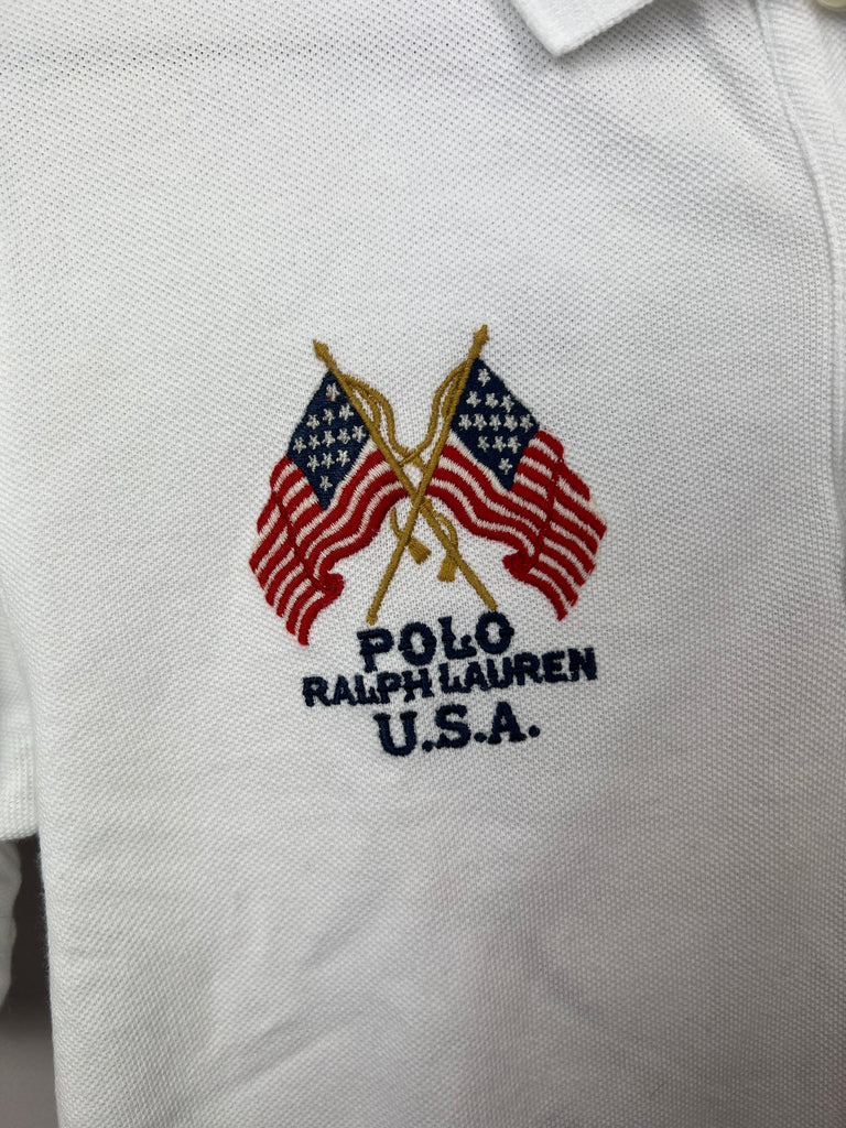 10-12y Ralph Lauren USA White American Eagle embroidered back Polo - Sweet Pea Preloved Clothes