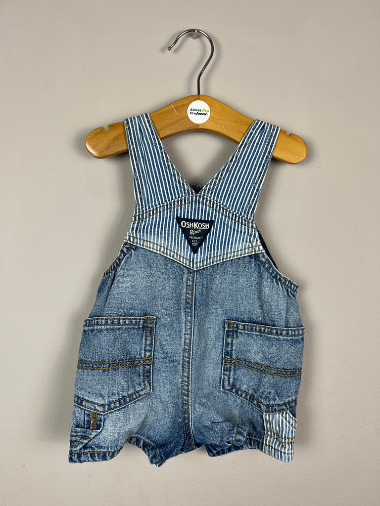3m Oshkosh Hickory Stripe pocket short dungarees - Sweet Pea Preloved Clothes