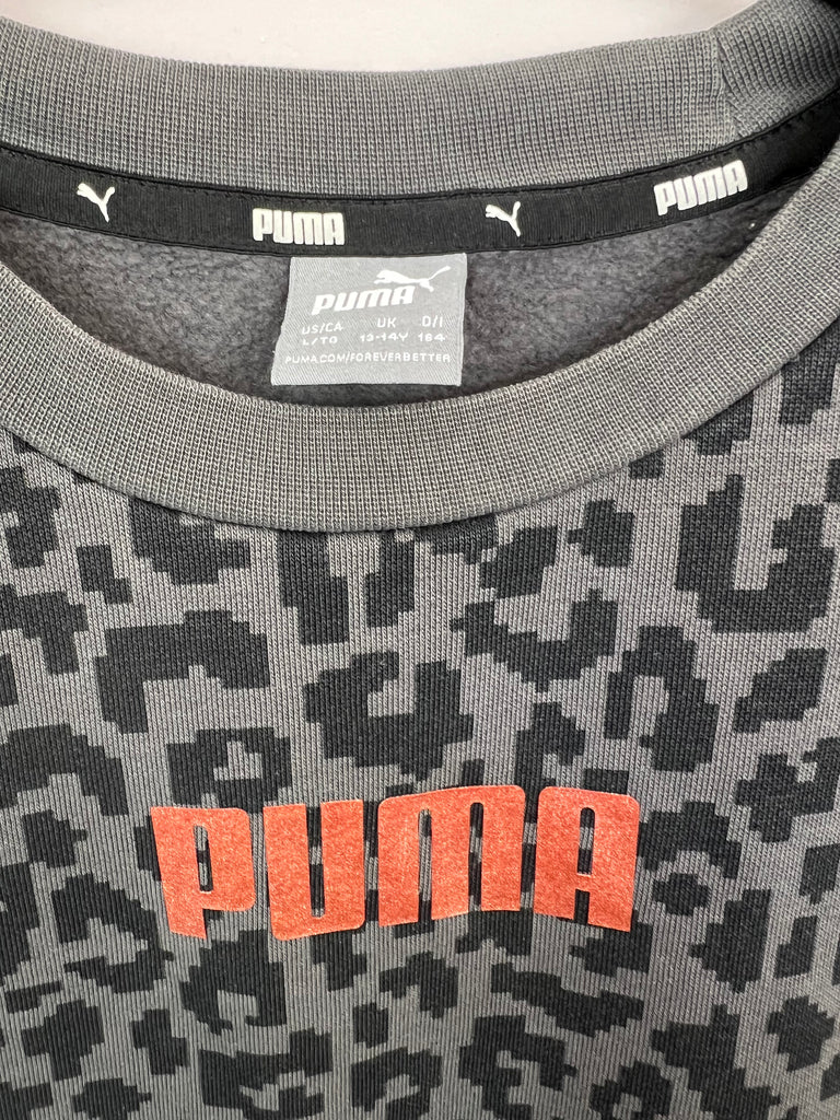 Pre loved Older Kids Puma Leopard logo sweatshirt - Sweet Pea Preloved Clothes