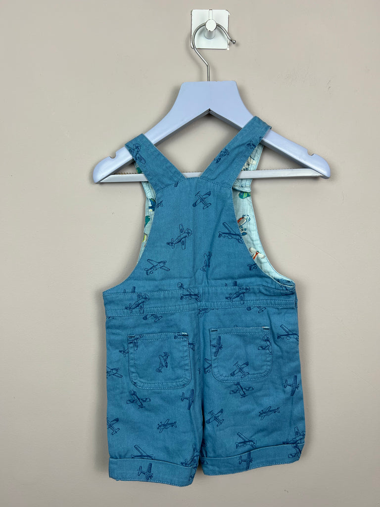 6-12m Cath Kidston blue aeroplane short dungarees - Sweet Pea Preloved Clothes