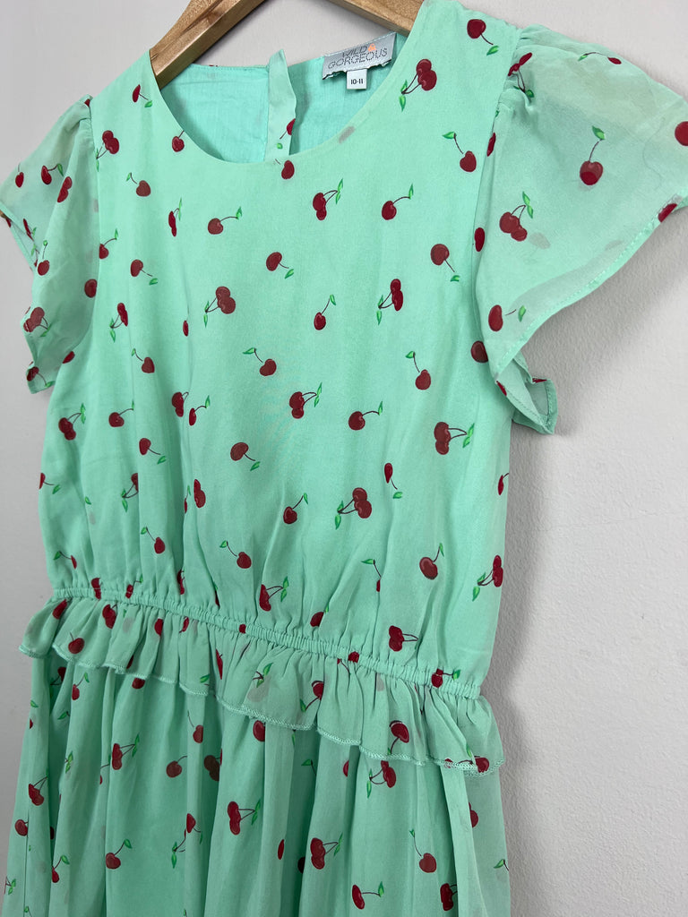10-11y Wild & Gorgeous green cherry print dress - Sweet Pea Preloved Clothes