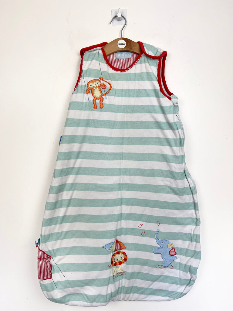 6-18m Grobag aqua stripe monkey sleeping bag 2.5 tog seconds - Sweet Pea Preloved Clothes