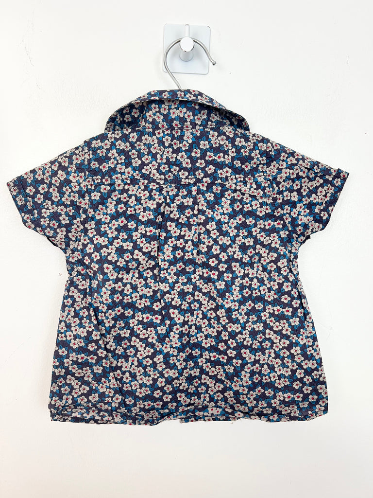 6m Liberty blue floral shirt - Sweet Pea Preloved Clothes
