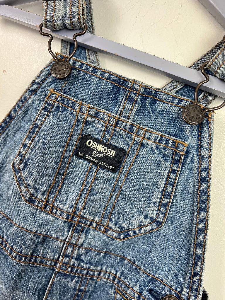 12m Oshkosh navy tab patched denim dungarees - Sweet Pea Preloved Clothes