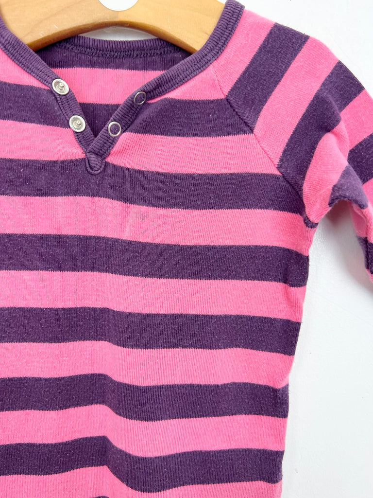3-6m Katvig pink stripe footless sleepsuit - Sweet Pea Preloved Clothes