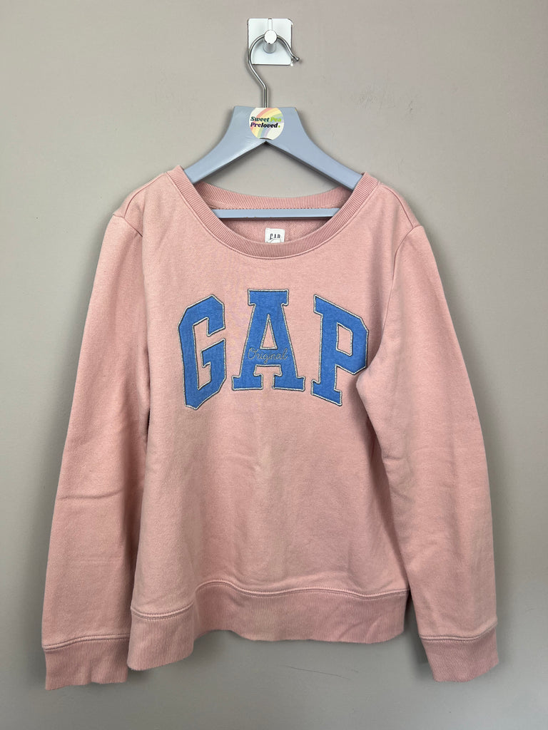 10-11y GAP pink/blue logo sweatshirt - Sweet Pea Preloved Clothes