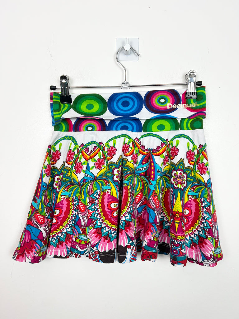 9-10y Desigual bright white patterned jersey skirt - Sweet Pea Preloved Clothes