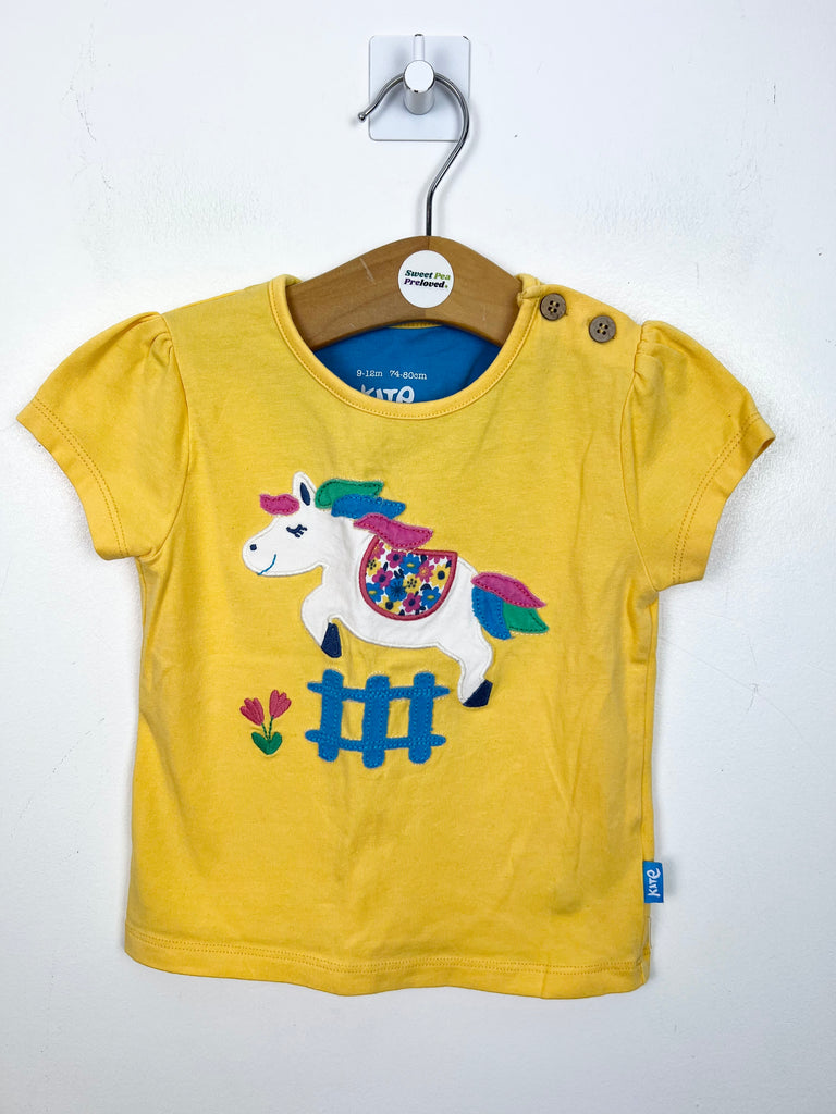 9-12m Kite yellow pony t-shirt - Sweet Pea Preloved Clothes