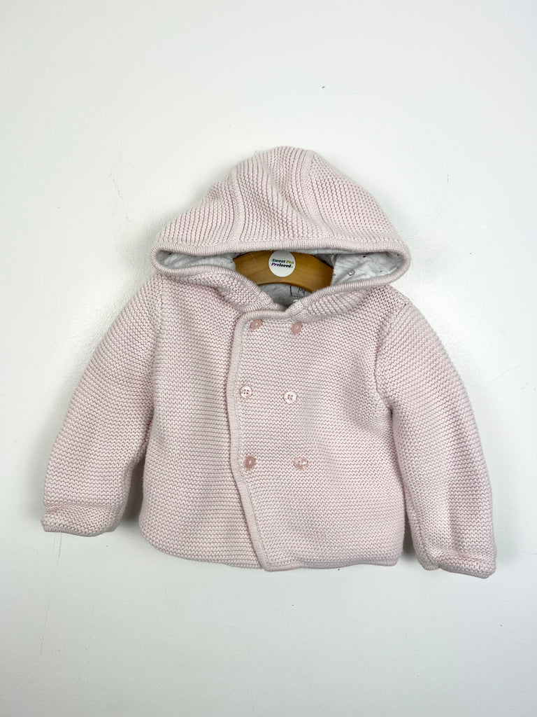 6-9m Mori pale pink hooded cardigan - Sweet Pea Preloved Clothes