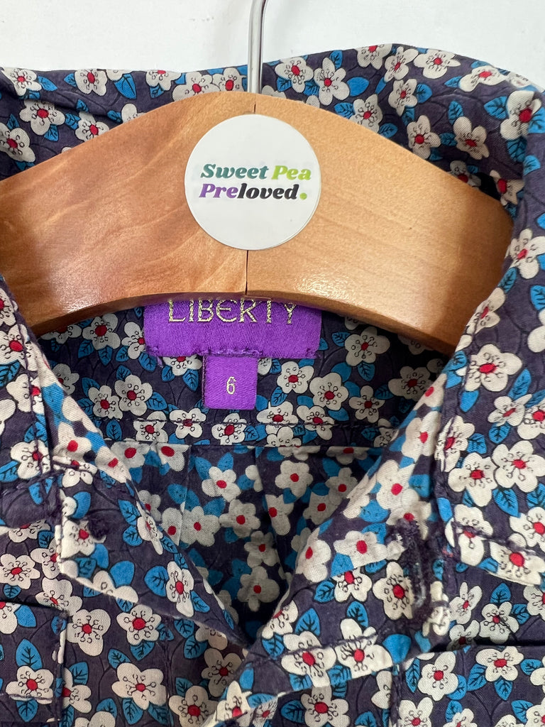 6m Liberty blue floral shirt - Sweet Pea Preloved Clothes