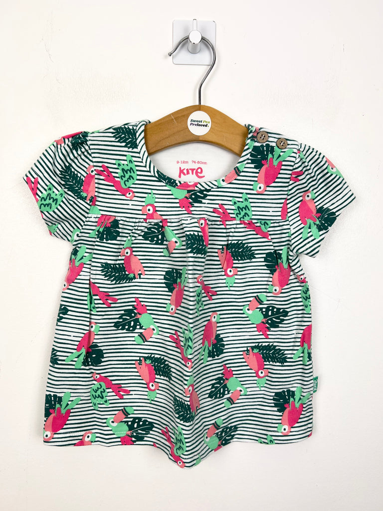9-12m Kite parrot print t-shirt - Sweet Pea Preloved Clothes
