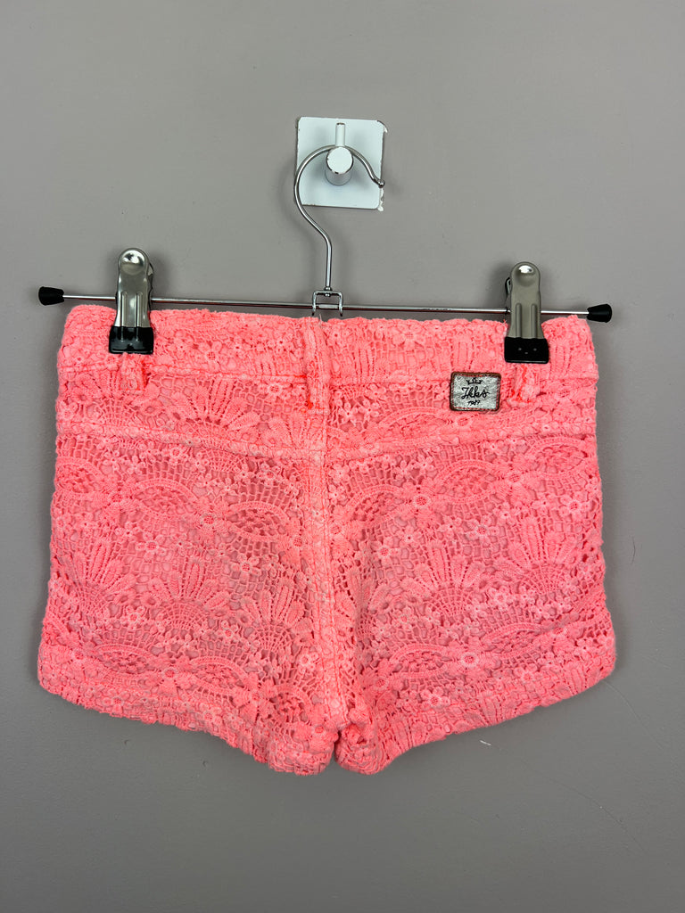 Second hand kids IKKS neon lace/denim shorts - Sweet Pea Preloved Clothes