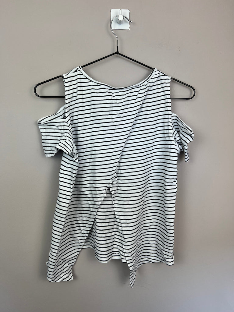 14y &US black/white stripe open back top - Sweet Pea Preloved Clothes