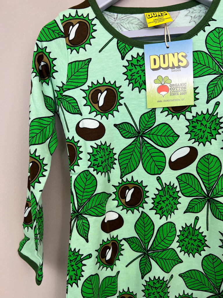 DUNS organic cotton long sleeved A line dress CONKERS/GREEN 18m, 2y, 3y, 4y, 6y - Sweet Pea Preloved Clothes