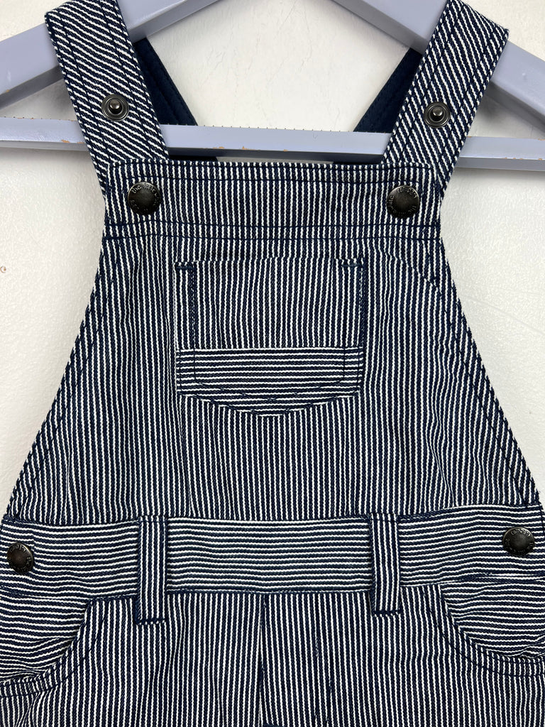 Little White Company stripe ticking dungarees 3-6m - Sweet Pea Preloved Clothes