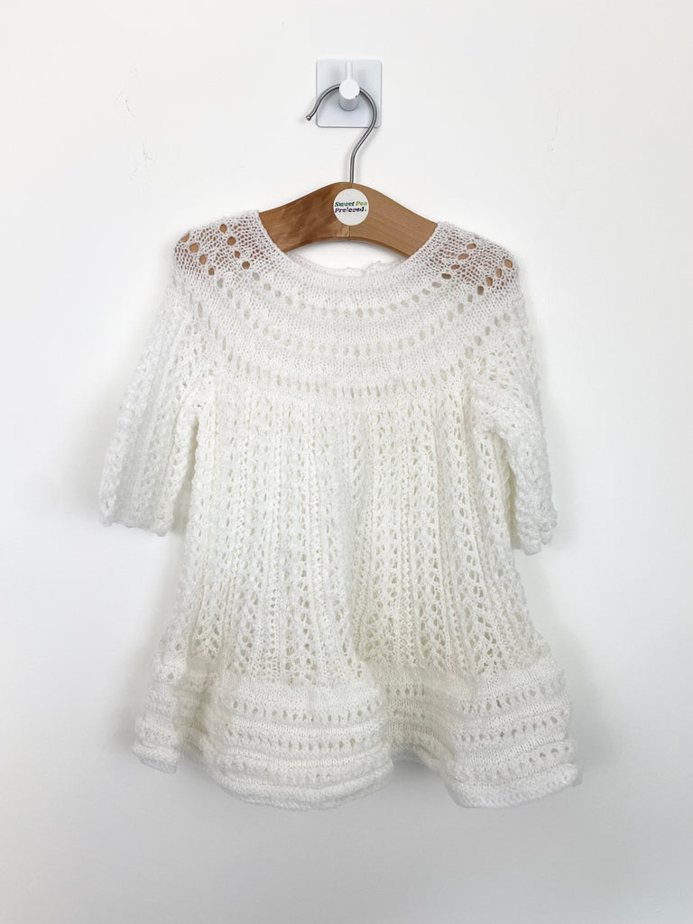 Vintage hand knit christening dress approx 6-12m - Sweet Pea Preloved Clothes