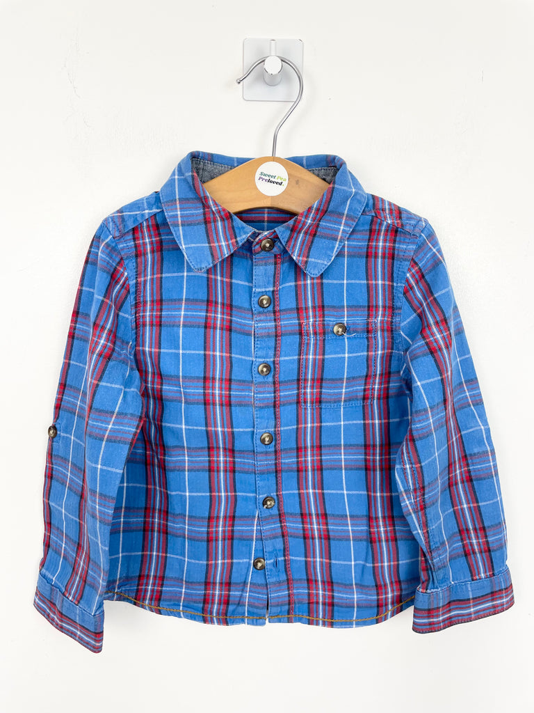 Second hand Kids John Lewis royal blue check shirt