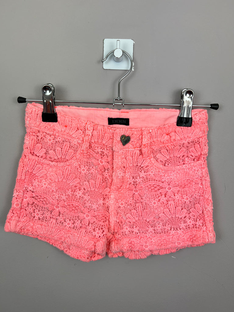 Pre Loved Kids IKKS neon lace/denim shorts - Sweet Pea Preloved Clothes
