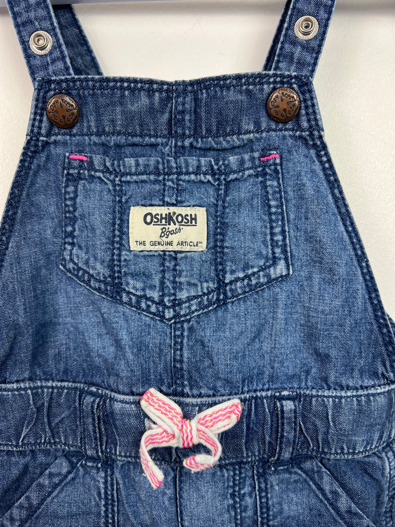 12m Oshkosh bow front chambray dungarees - Sweet Pea Preloved Clothes