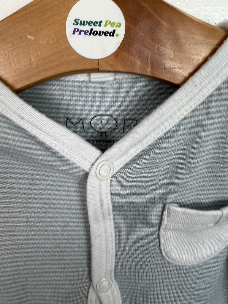 Preloved Organic baby Mori grey stripe sleepsuit - Sweet Pea Preloved Clothes
