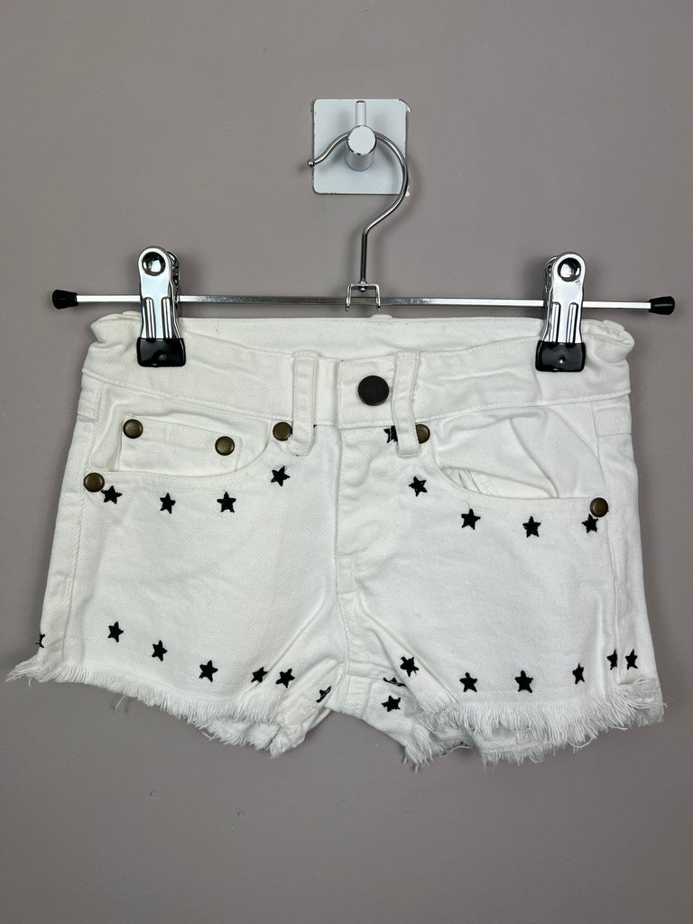 2y Zef White denim shorts with embroidered stars - New - Sweet Pea Preloved Clothes