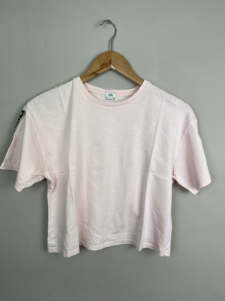 11-12y River Island pale pink cropped t-shirt - Sweet Pea Preloved Clothes