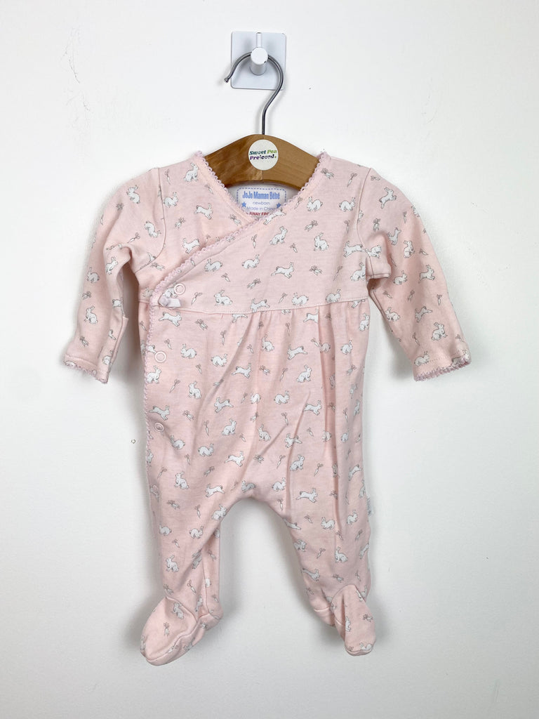 Secondhand baby Newborn Jojo Maman Bebe pink bunny wrap sleepsuit - Sweet Pea Preloved Clothes