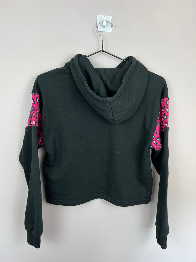11-12y Puma black/pink crop hoodie - Sweet Pea Preloved Clothes
