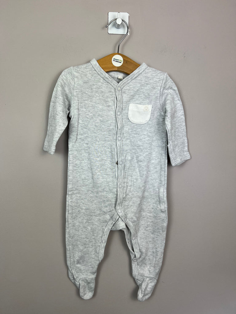 3-6m Mori grey sleepsuit - Sweet Pea Preloved Clothes