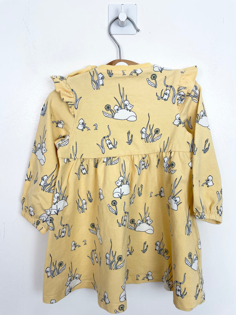 4-6m Polarn O. Pyret lemon ducking jersey dress - Sweet Pea Preloved Clothes