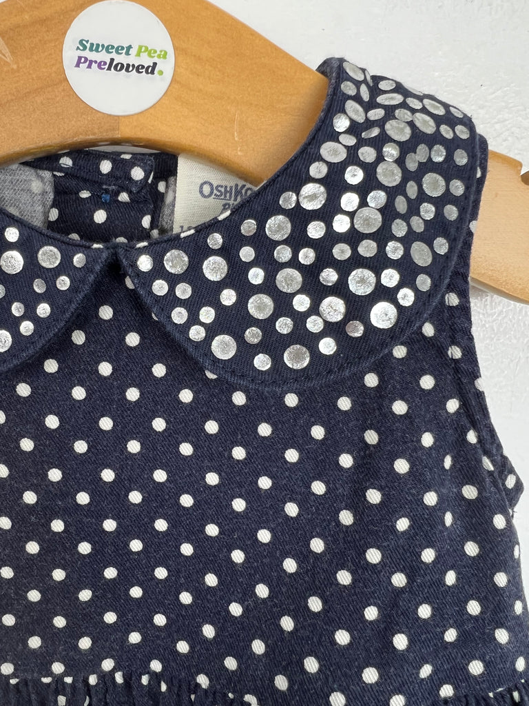 12m Oshkosh navy spot dress - Sweet Pea Preloved Clothes