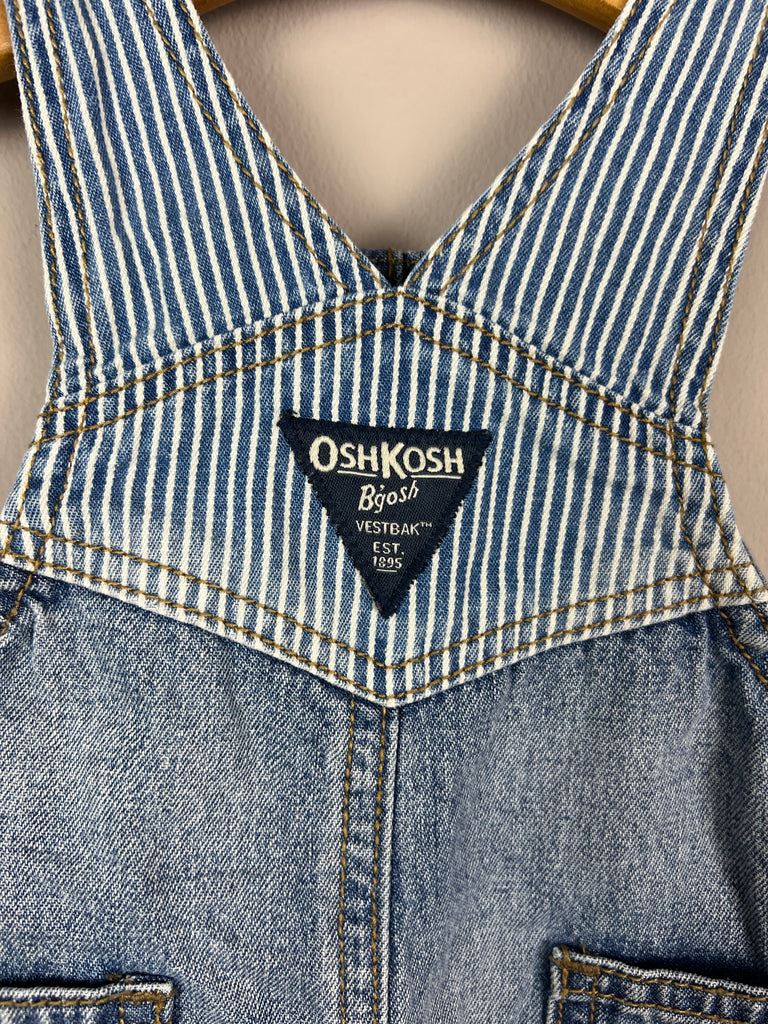 3m Oshkosh Hickory Stripe pocket short dungarees - Sweet Pea Preloved Clothes