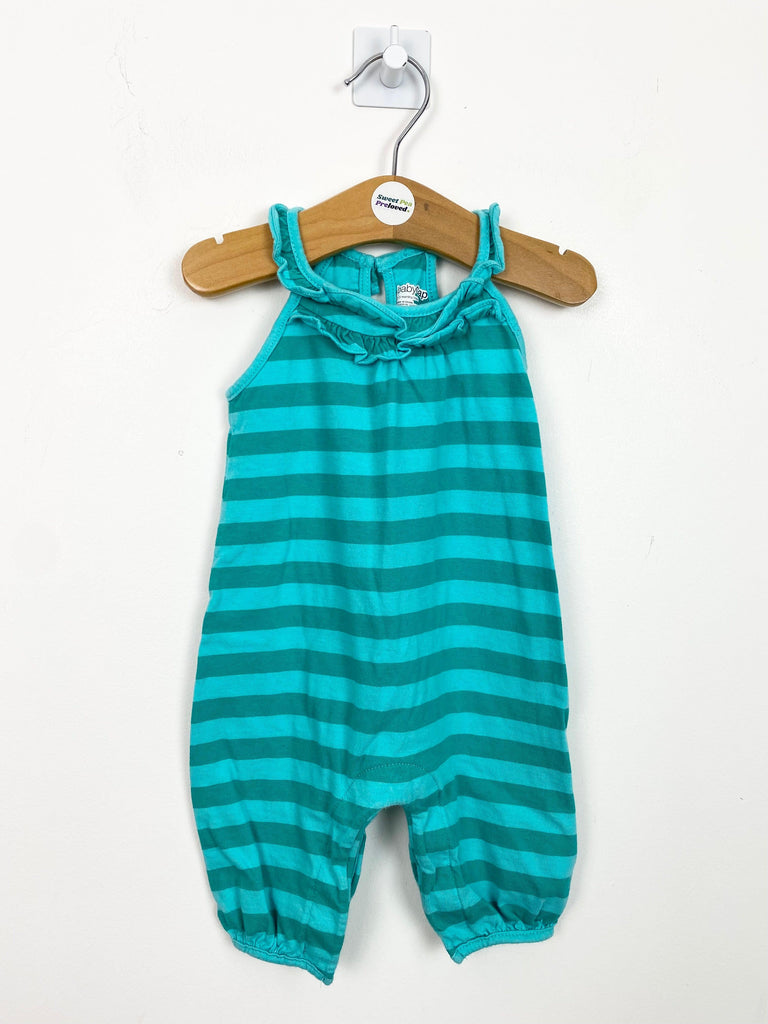 0-3m Gap green stripe jersey playsuit - Sweet Pea Preloved Clothes