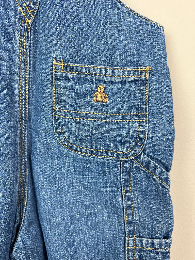 3-6m Vintage Gap denim dungarees with Brannan Bear embroidered back pocket - Sweet Pea Preloved Clothes