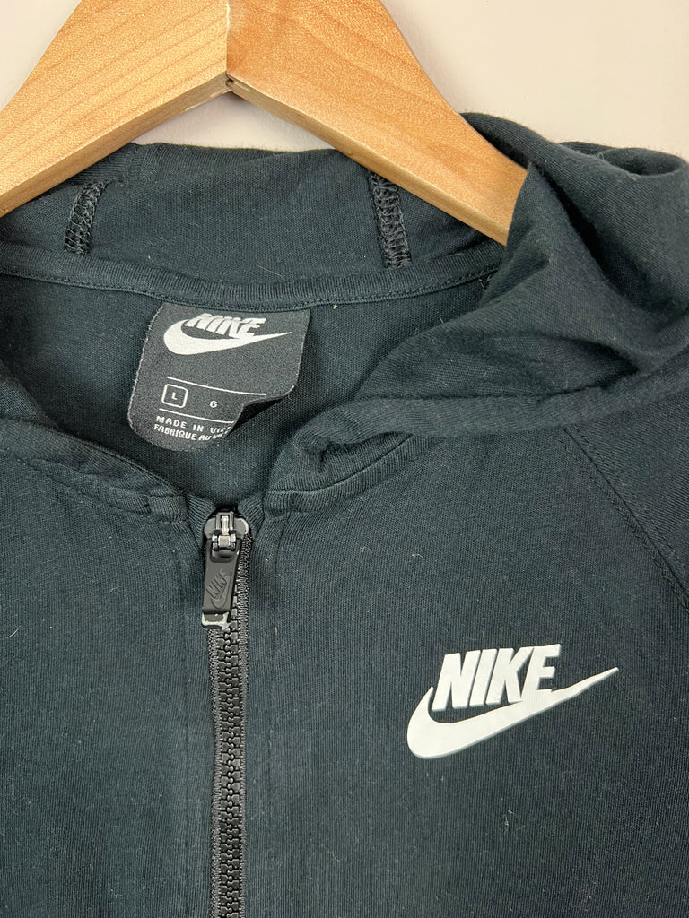 12-13y Nike black zip through jersey hoodie (L) - Sweet Pea Preloved Clothes