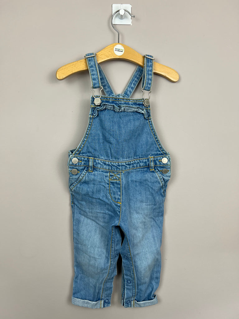 12-18m Next denim dungarees with ruffle trim - Sweet Pea Preloved Clothes