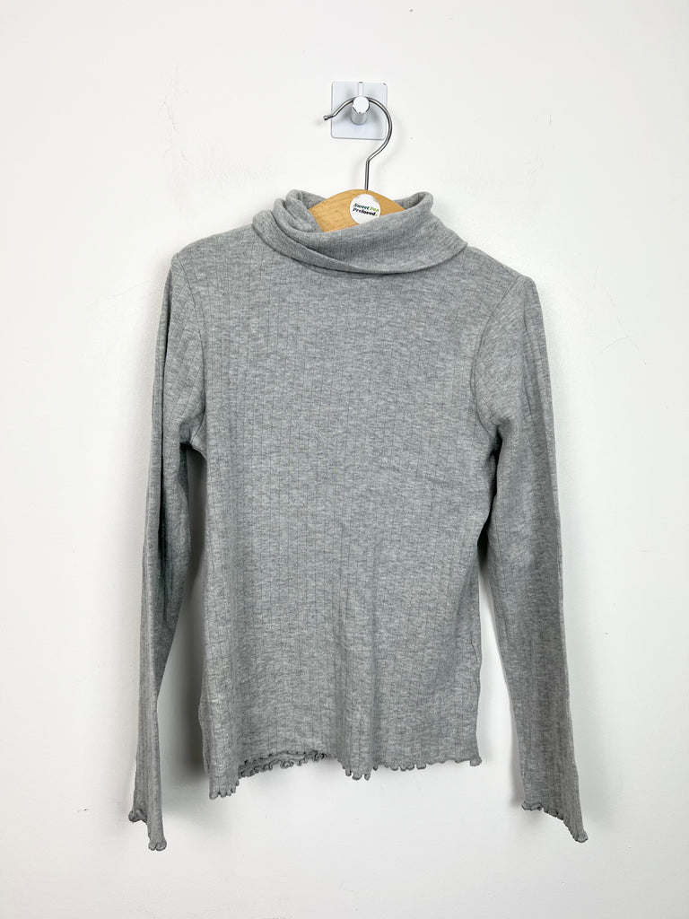 Pre Loved Girls M&S grey turtle neck top 8-9y