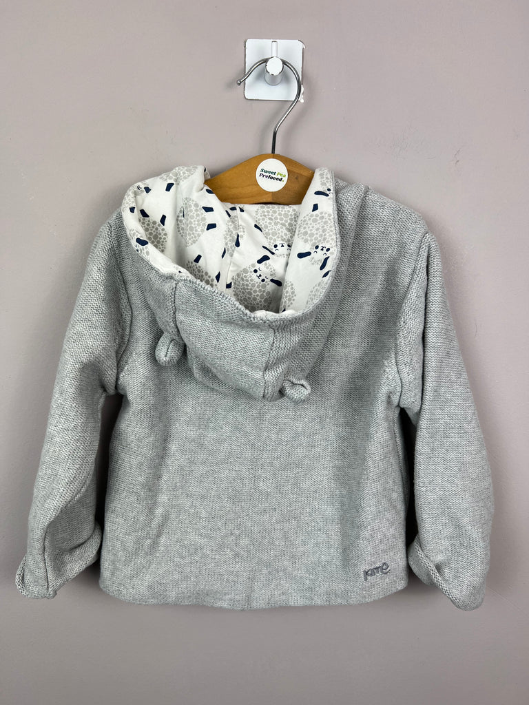 9-12m Kite Organic grey hooded cardigan - Sweet Pea Preloved Clothes